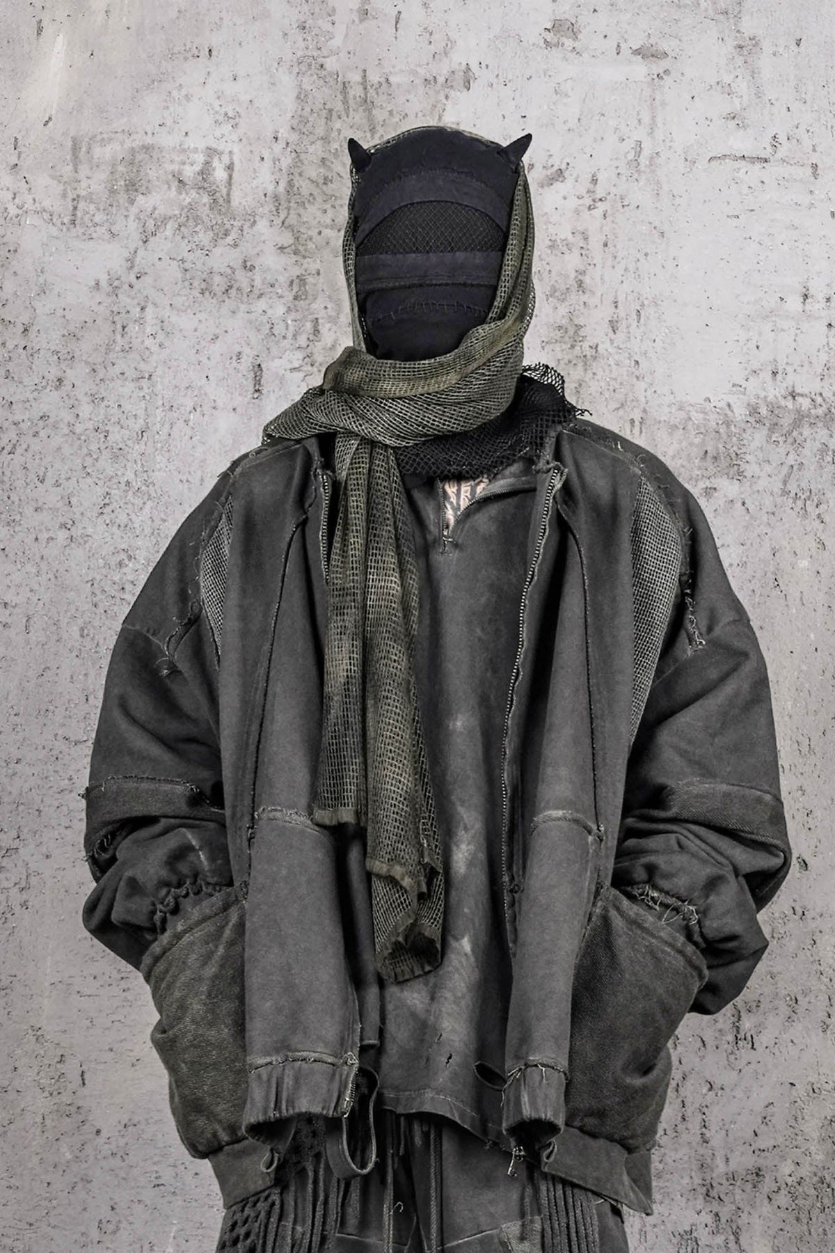 UNDERWATER Distressed Demon Clad Deconstructed Hooded Jacket – photo 6 of 12