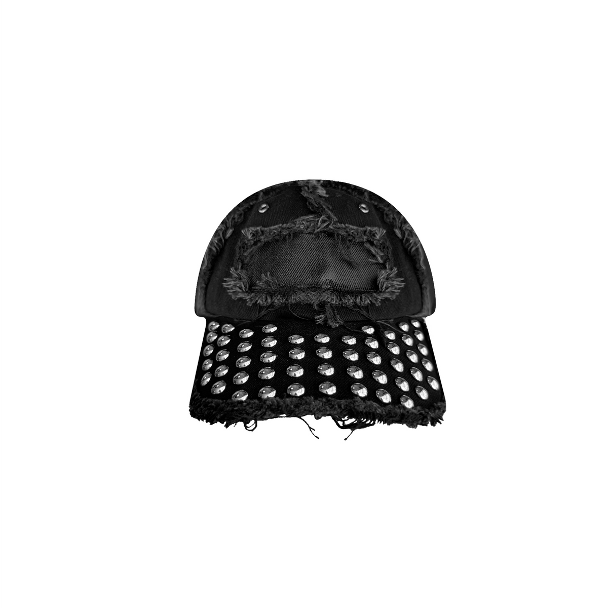 CINDER VEIN Washed Frayed Rivet Patch Curved-Brim Denim Cap – photo 2 of 13