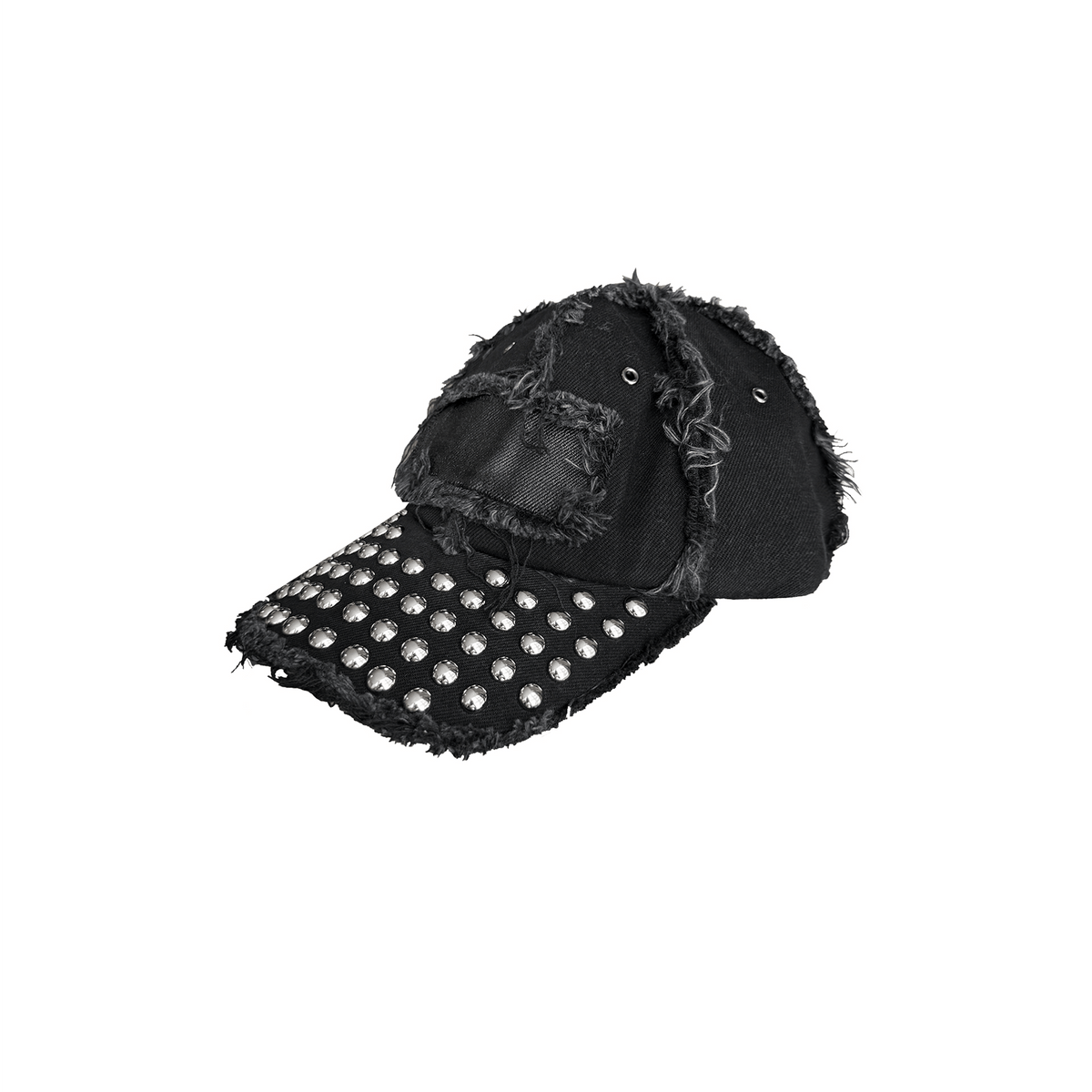 CINDER VEIN Washed Frayed Rivet Patch Curved-Brim Denim Cap – photo 3 of 13