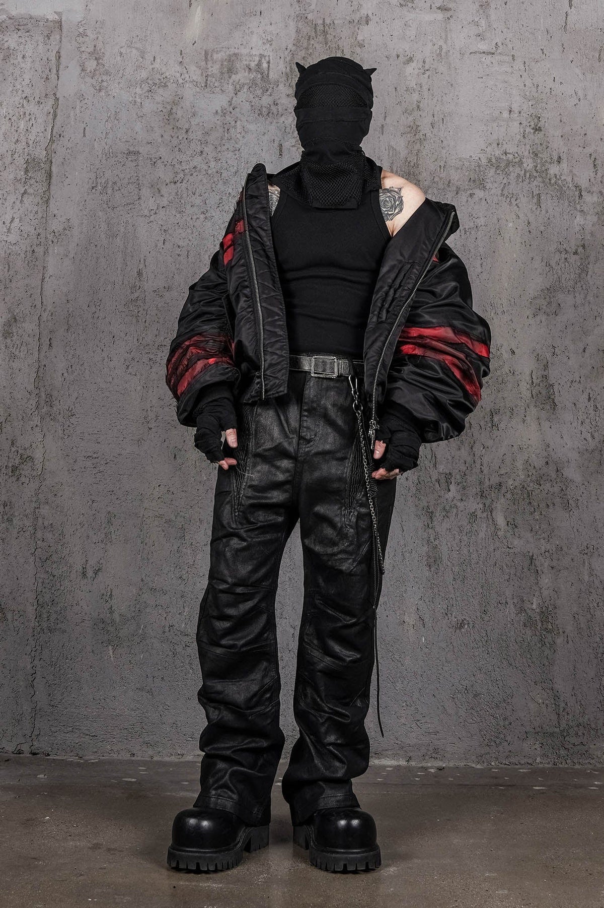 UNDERWATER Distressed Bondage MA-1 Jacket Red – photo 5 of 12