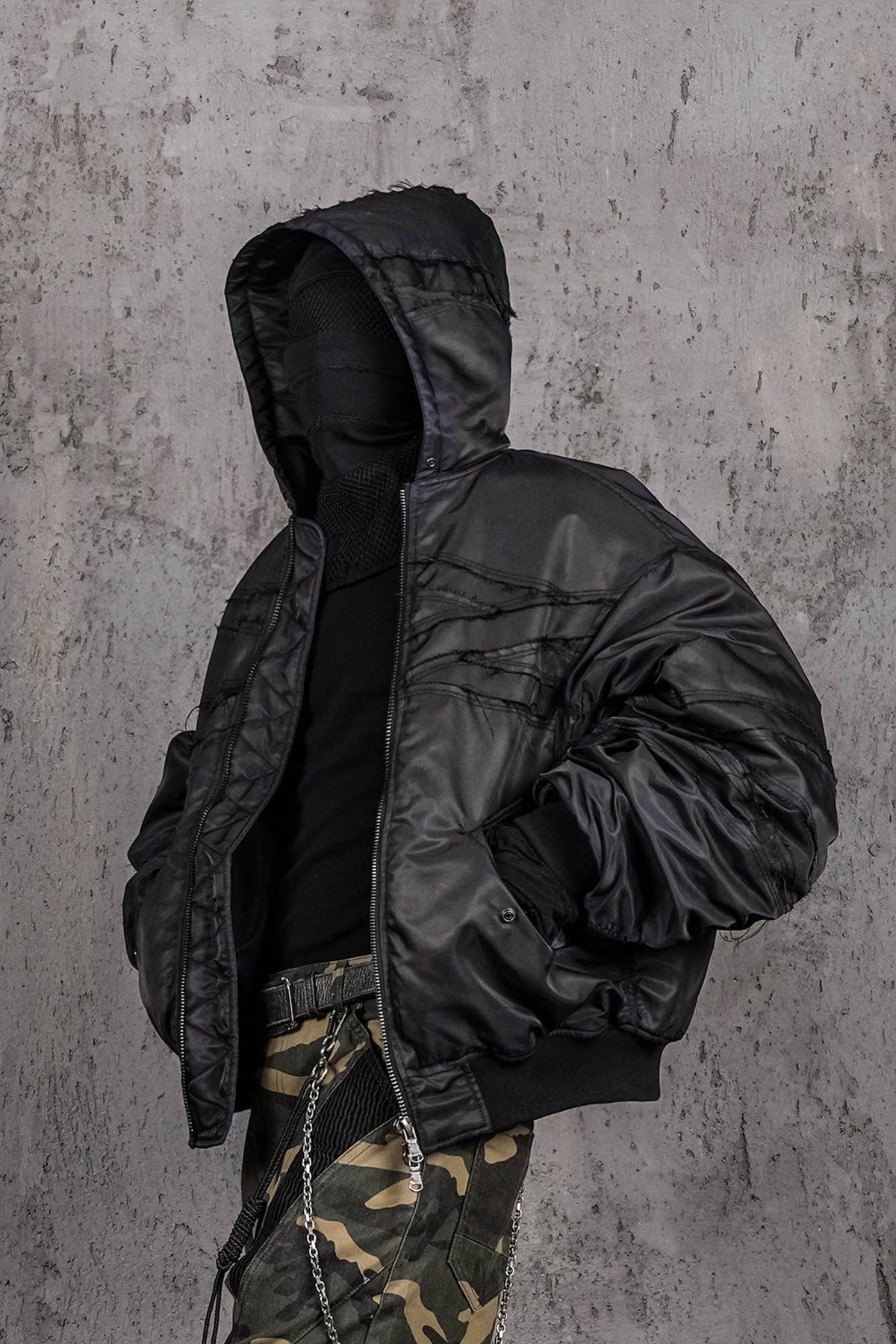 UNDERWATER Distressed Bondage MA-1 Jacket Black – photo 6 of 12