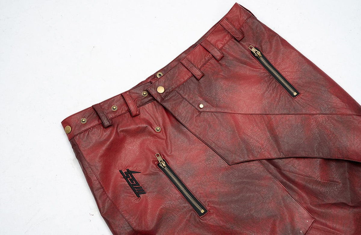 MOGONGSHE Detachable PU Drape  Frayed Cross Jeans – photo 34 of 42