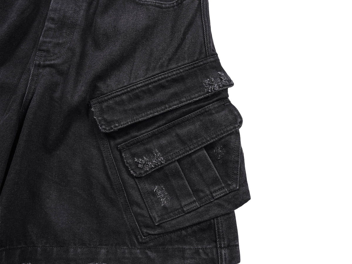 UNDERWATER Layered-Pocket Distressed Denim Shorts – photo 10 of 12