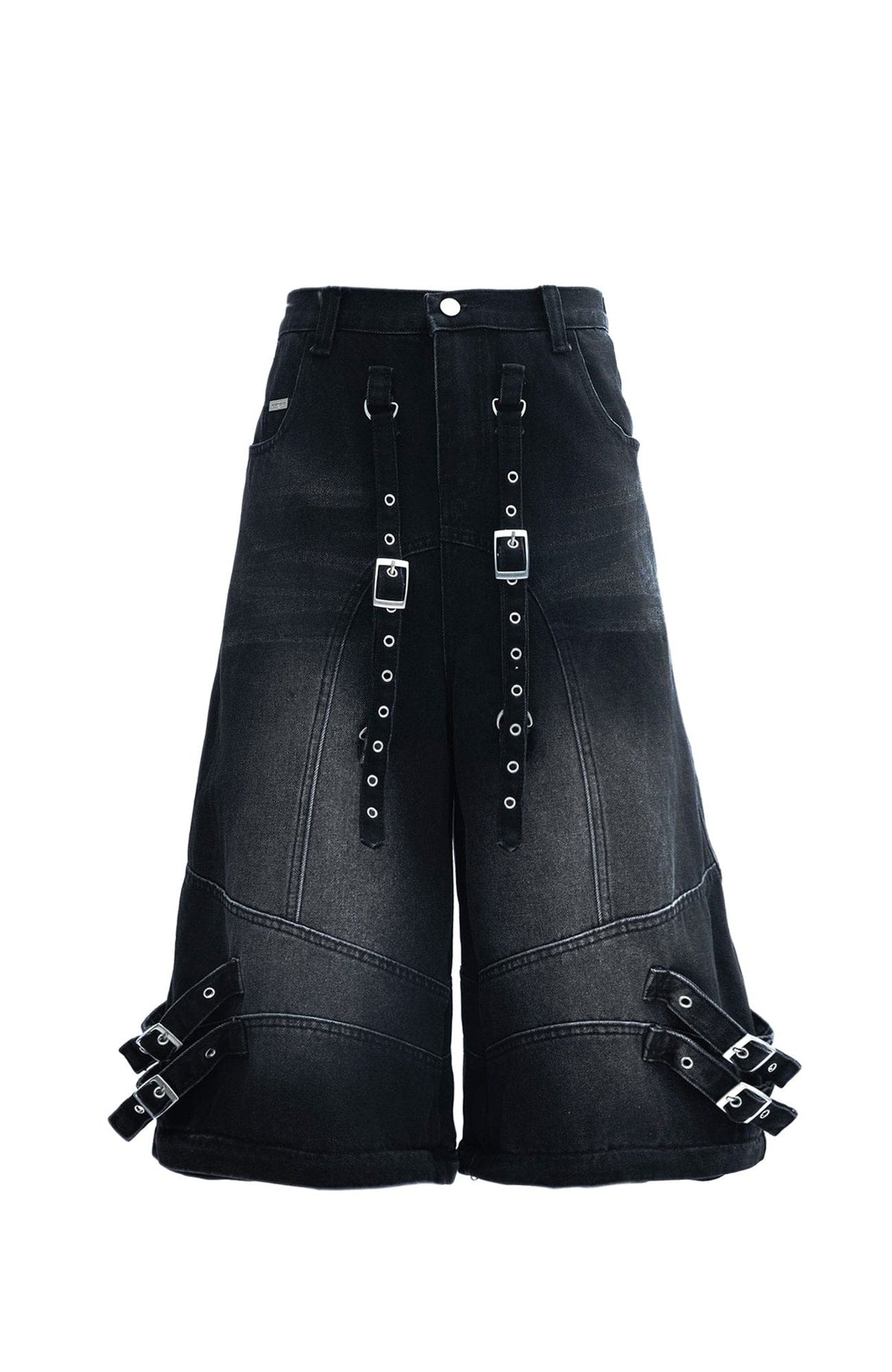 MOGONGSHE Detachable Drape-Strap Washed Jeans – photo 33 of 39