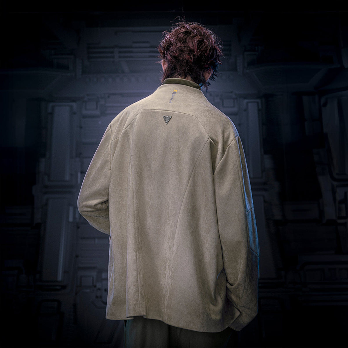 XIPHEVIL Deconstructed Utility Faux Suede Daoist Robe Sand – photo 9 of 14