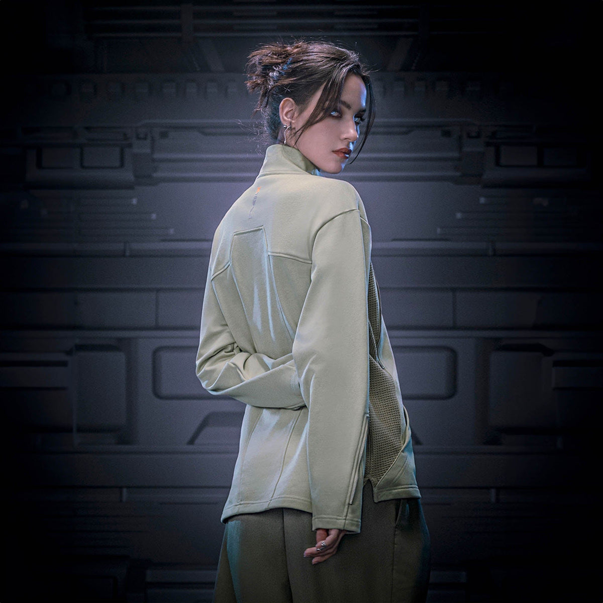 XIPHEVIL Mesh Paneled Tactical Turtleneck Sweatshirt Green – photo 3 of 13