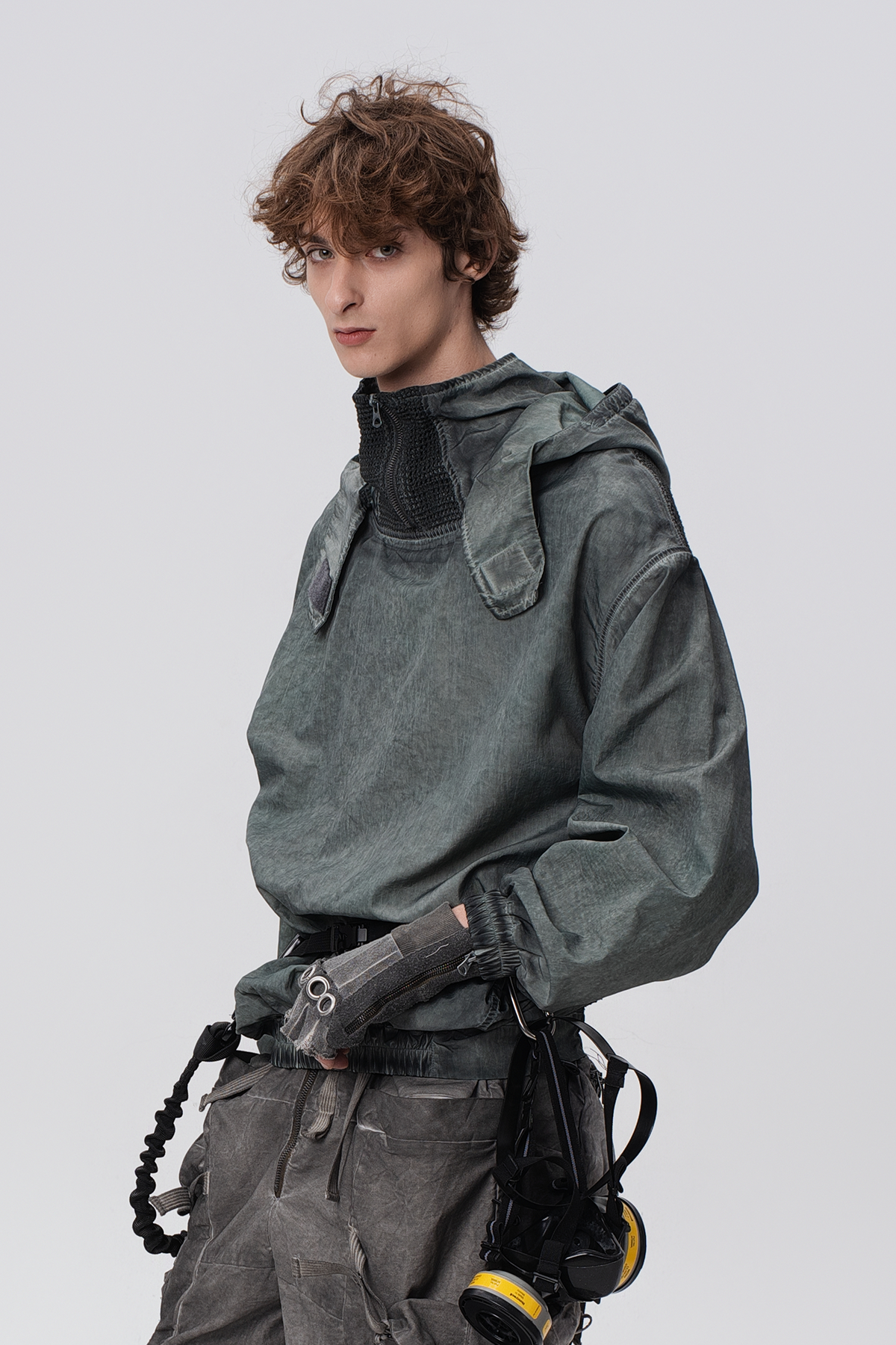 STEAM Distressed Zip-Up Detachable Hooded Jacket – photo 33 of 50