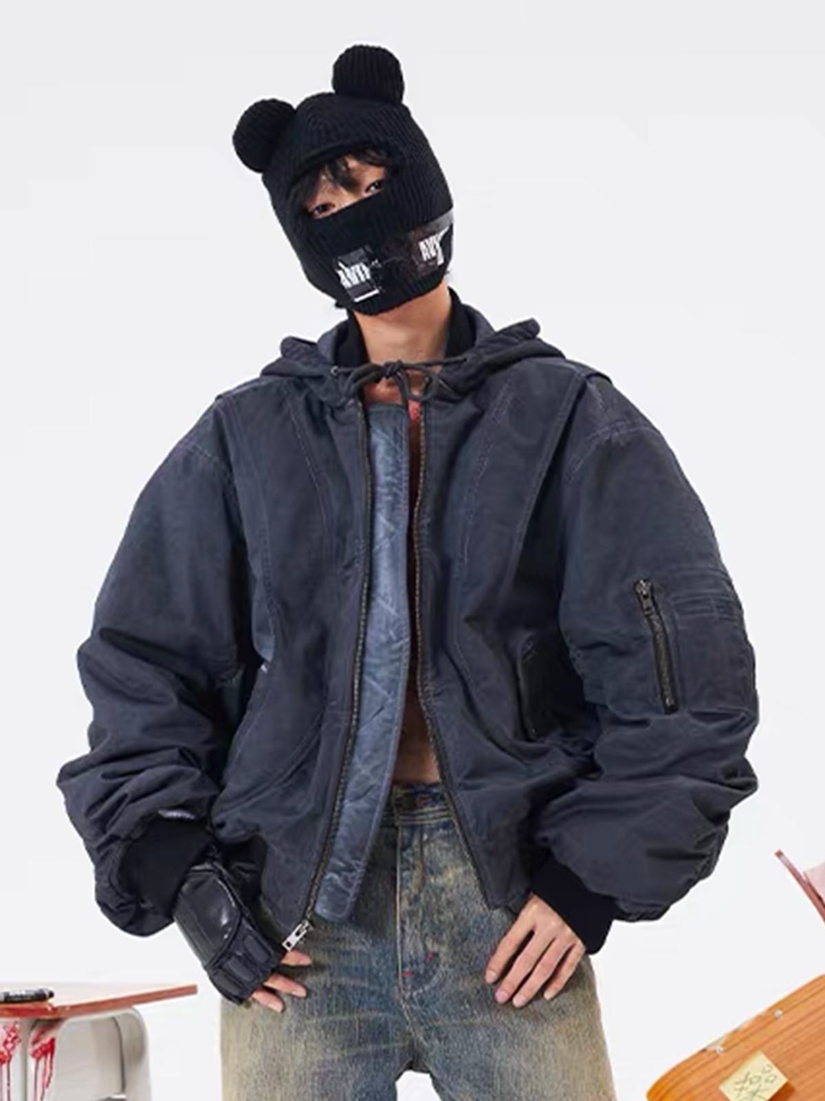 AVINMADE Washed Stitch Hooded Bomber Jacket – photo 7 of 16