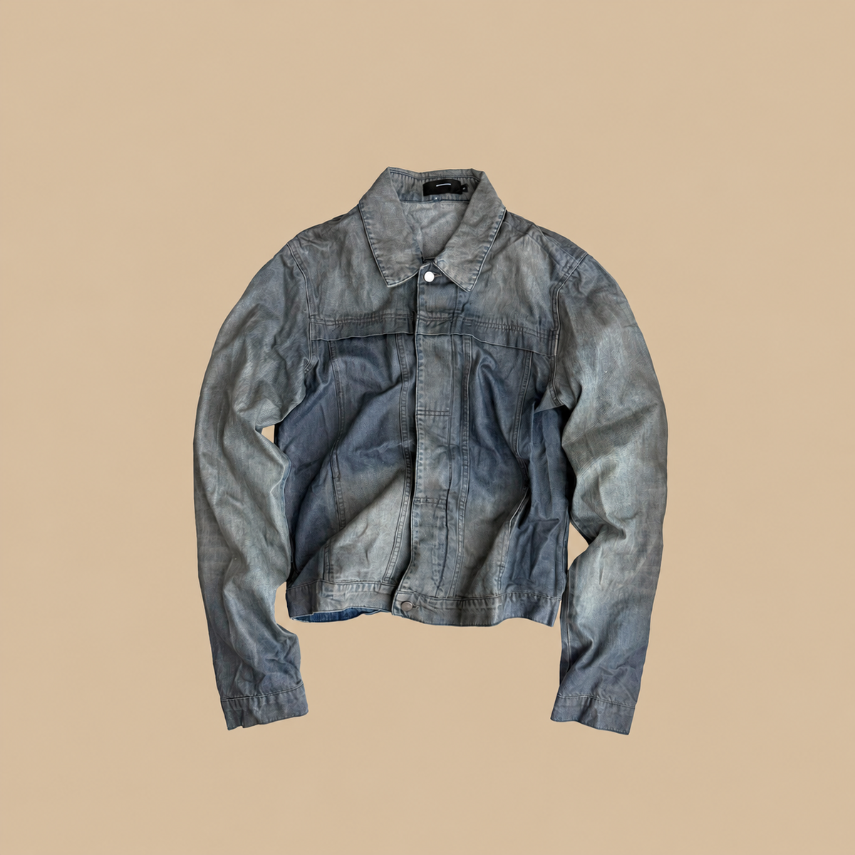 CINDER VEIN Brush-Paint Washed Distressed Denim Jacket