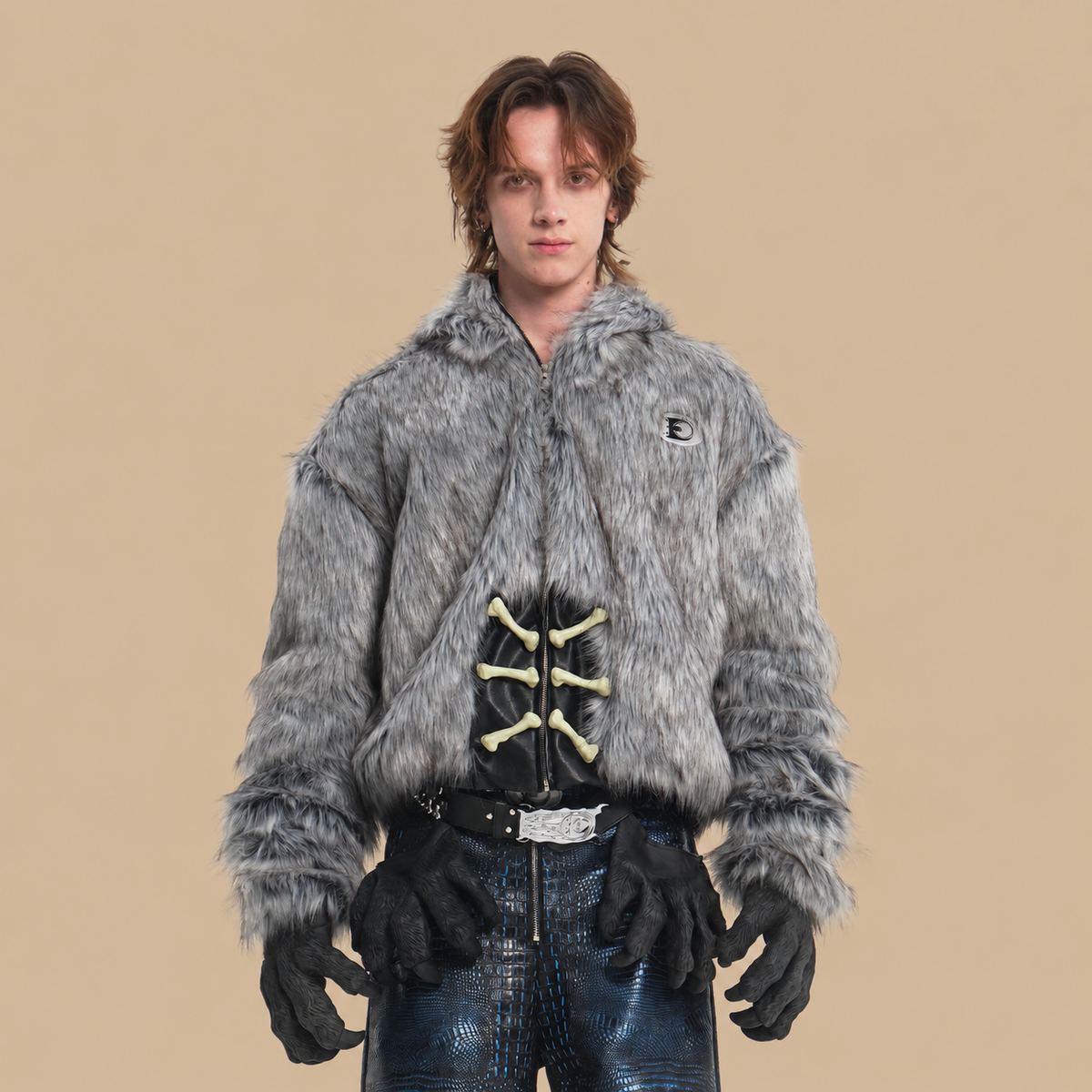 EMBRYO Detachable Beast Claw Faux Fur Hooded Jacket