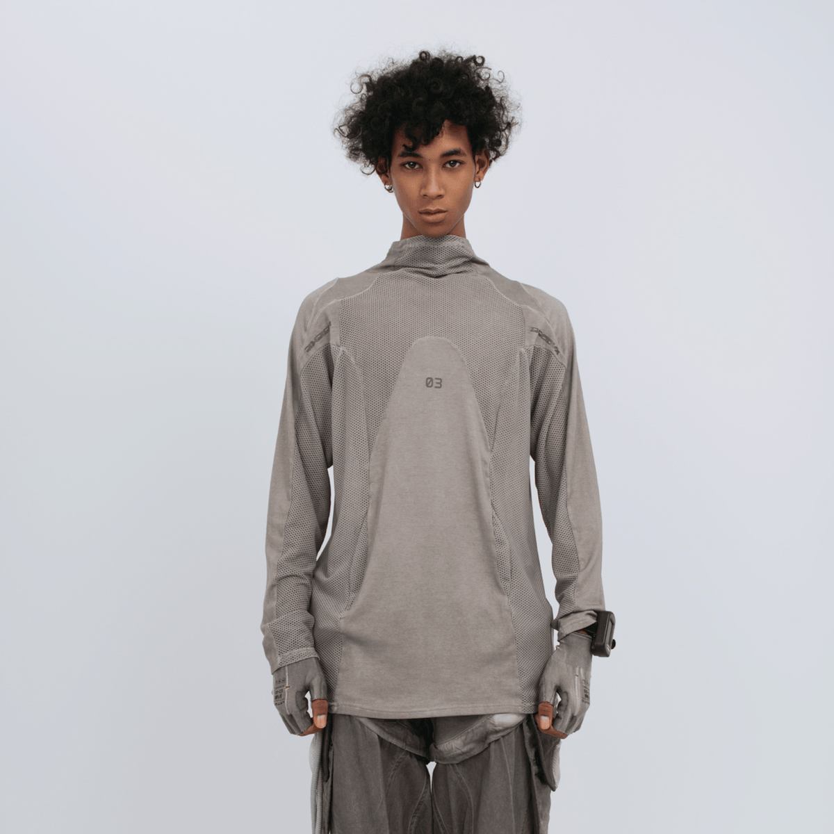 STEAM Mesh Paneled Washed Long-Sleeve Tee