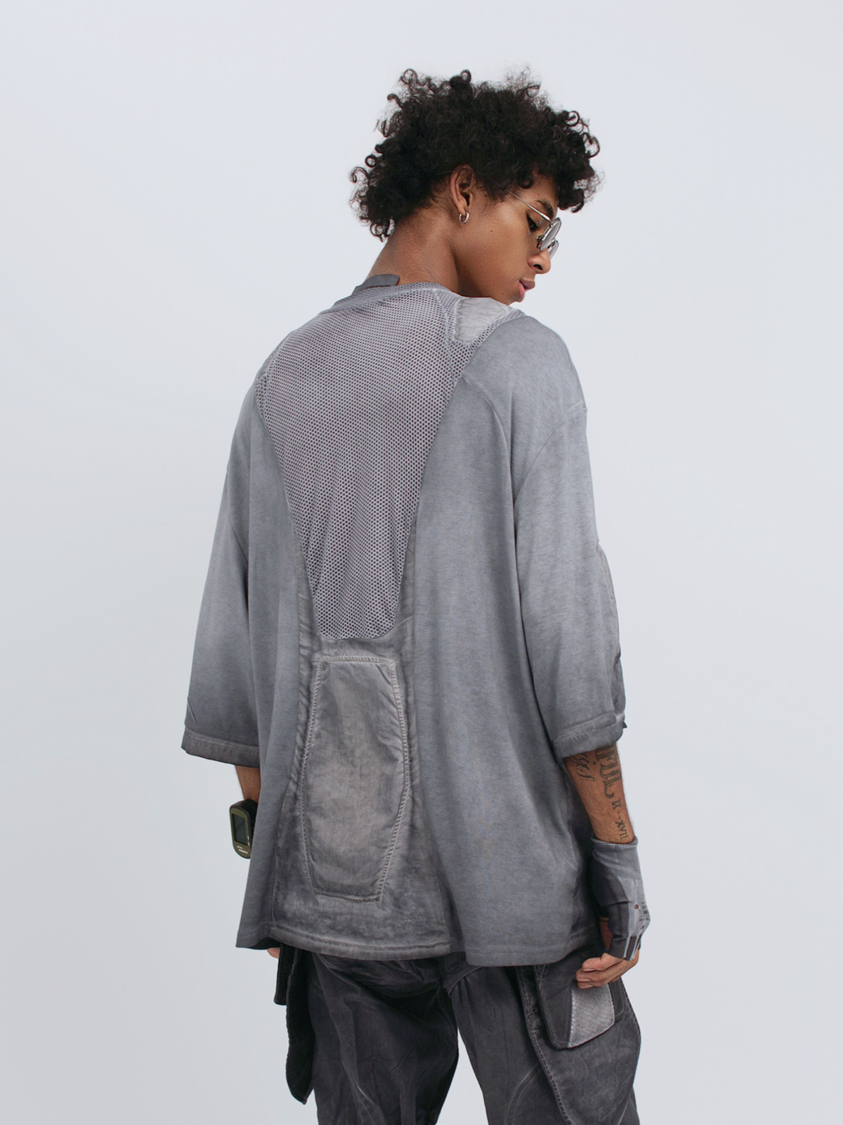 STEAM Distressed Mesh-Spliced Oversized Tactical T-Shirt – photo 18 of 25