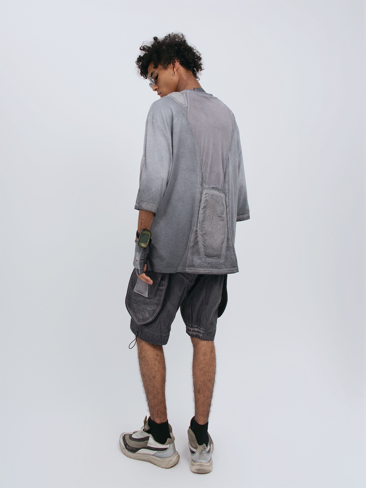 STEAM Distressed Mesh-Spliced Oversized Tactical T-Shirt – photo 9 of 25