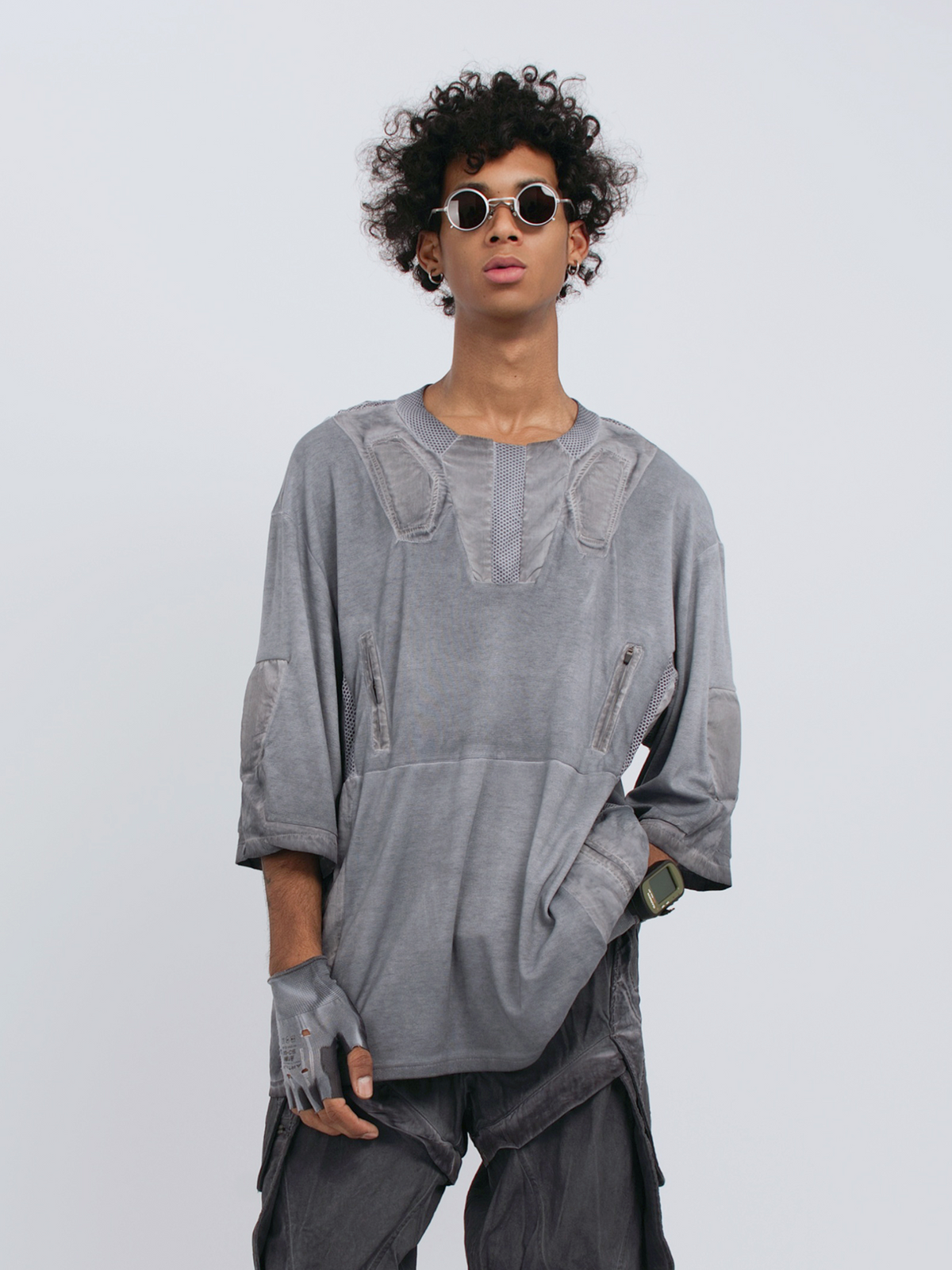 STEAM Distressed Mesh-Spliced Oversized Tactical T-Shirt – photo 17 of 25